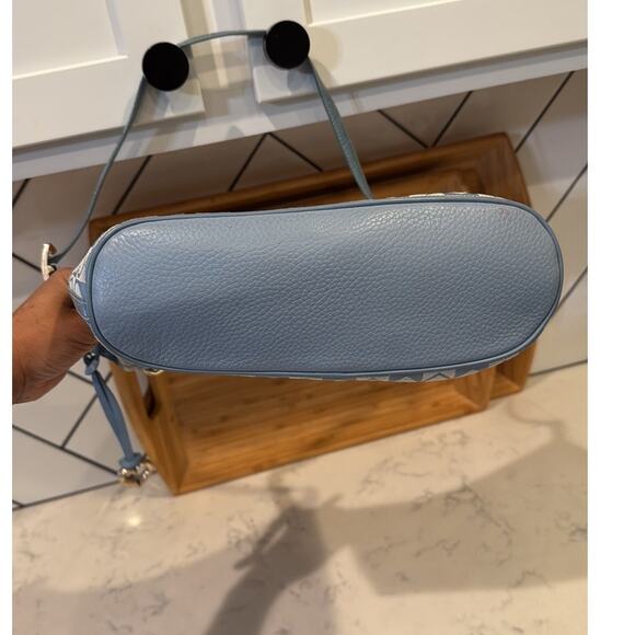 Brighton double pockets blue Jacquard croco Hobo medium Y2K shoulder bag leather - Picture 6 of 10